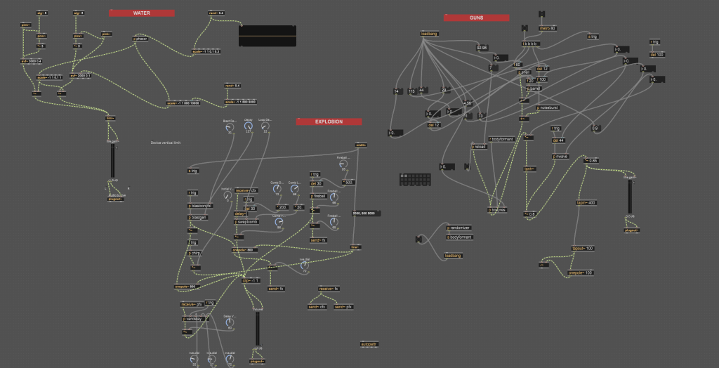 Bild des MAX Patches. Grauer Hintergrund mit MAX-Elementen 